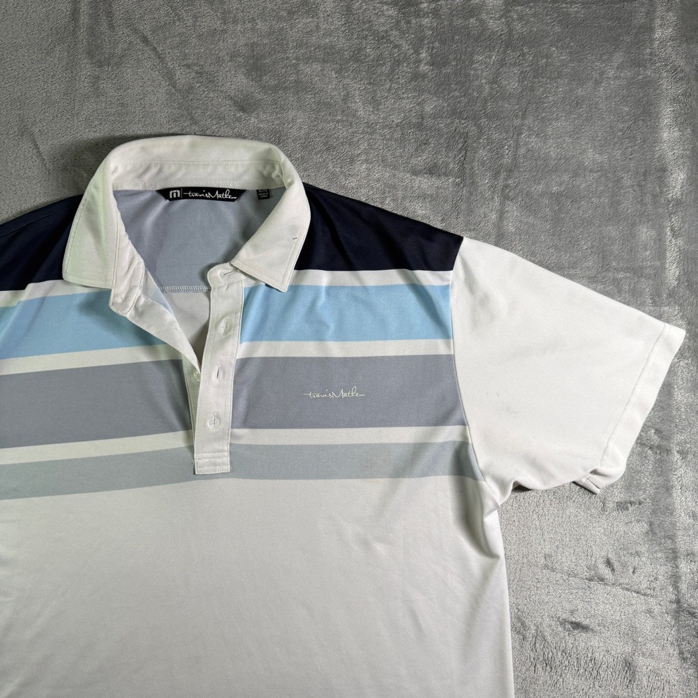 Travis Mathew Golf Polo Shirt Striped Performance Casual XL (read)